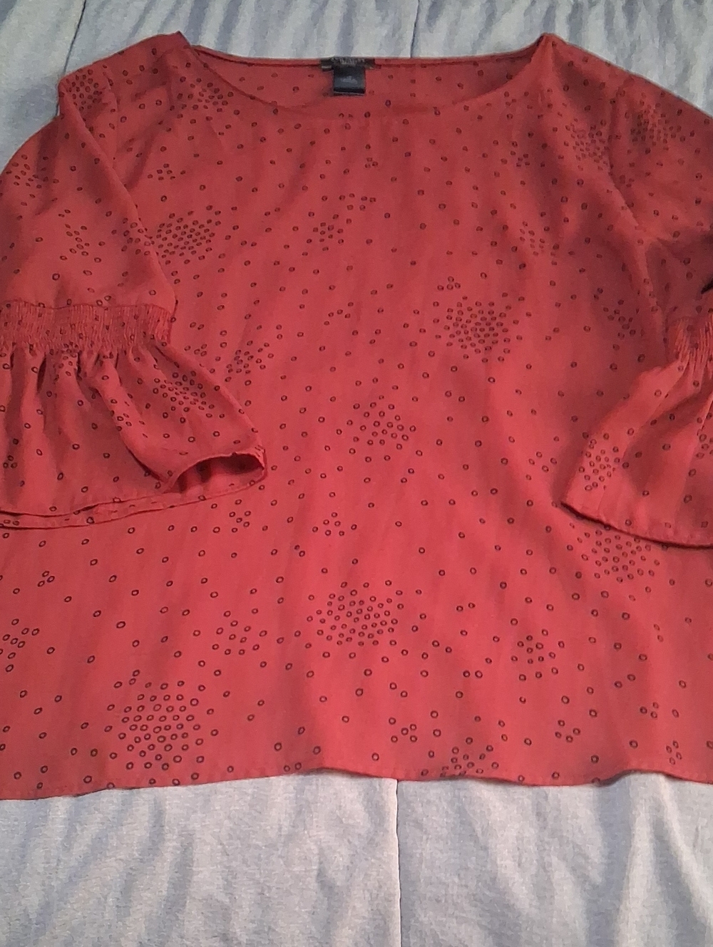 Eyelet Peasant Blouse - Red -Ann Taylor